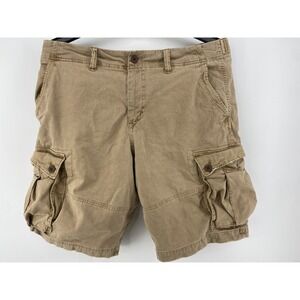 Y2K American Eagle Shorts Mens 36 Tan Cargo Utility 10"  Baggy Next Level Flex